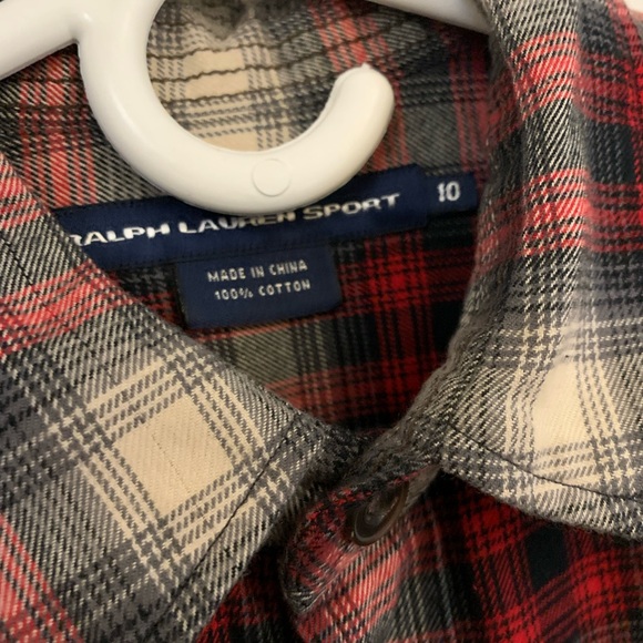 EUC Ralph Lauren Sport Size 10 - Plaid Red, Black, Gray | Button Down shirt - Picture 4 of 6